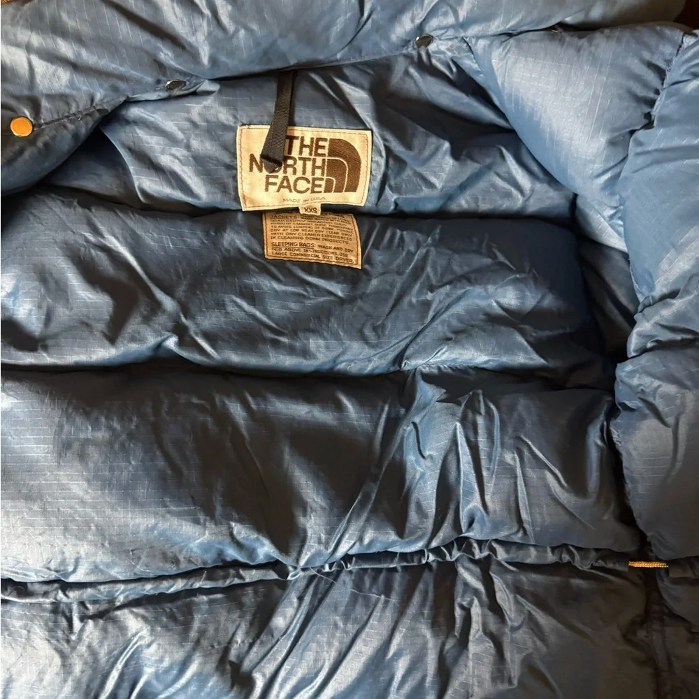 Vintage The North Face brown label down fill blue puffer jacket RARE SIZE XXS